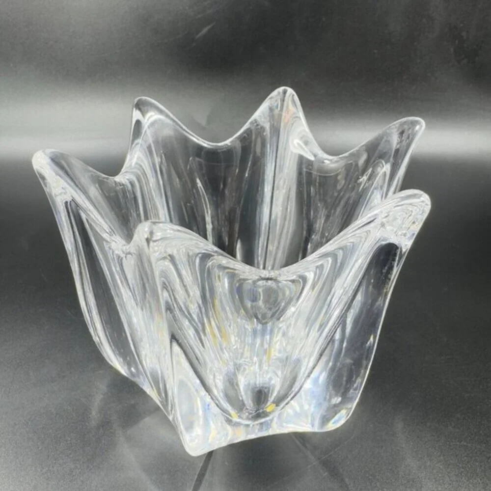 Vintage Orrefors Belle Clear Heavy Single‎ Candle Holder Votive Dish Bowl Signed